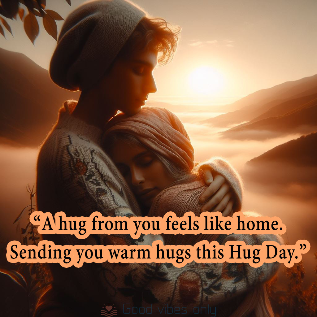 A hug from you feels like home. Sending you warm hugs t Good Vibes Only