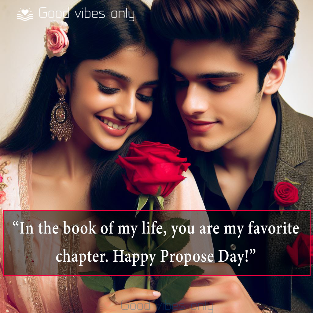 In the book of my life you are my favorite chapter. Happy Propose Day Good Vibes Only