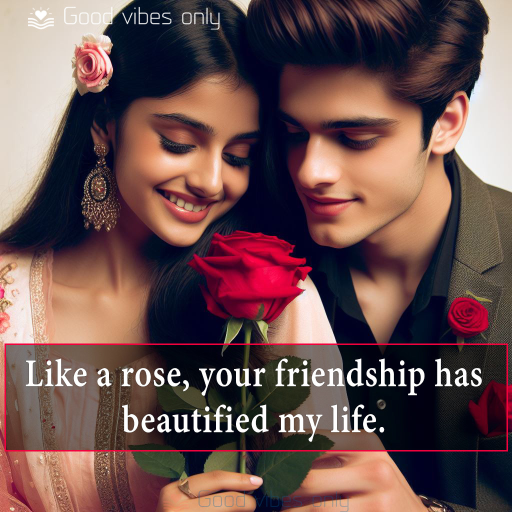 Like a rose your friendship has beautified my life Good Vibes Only