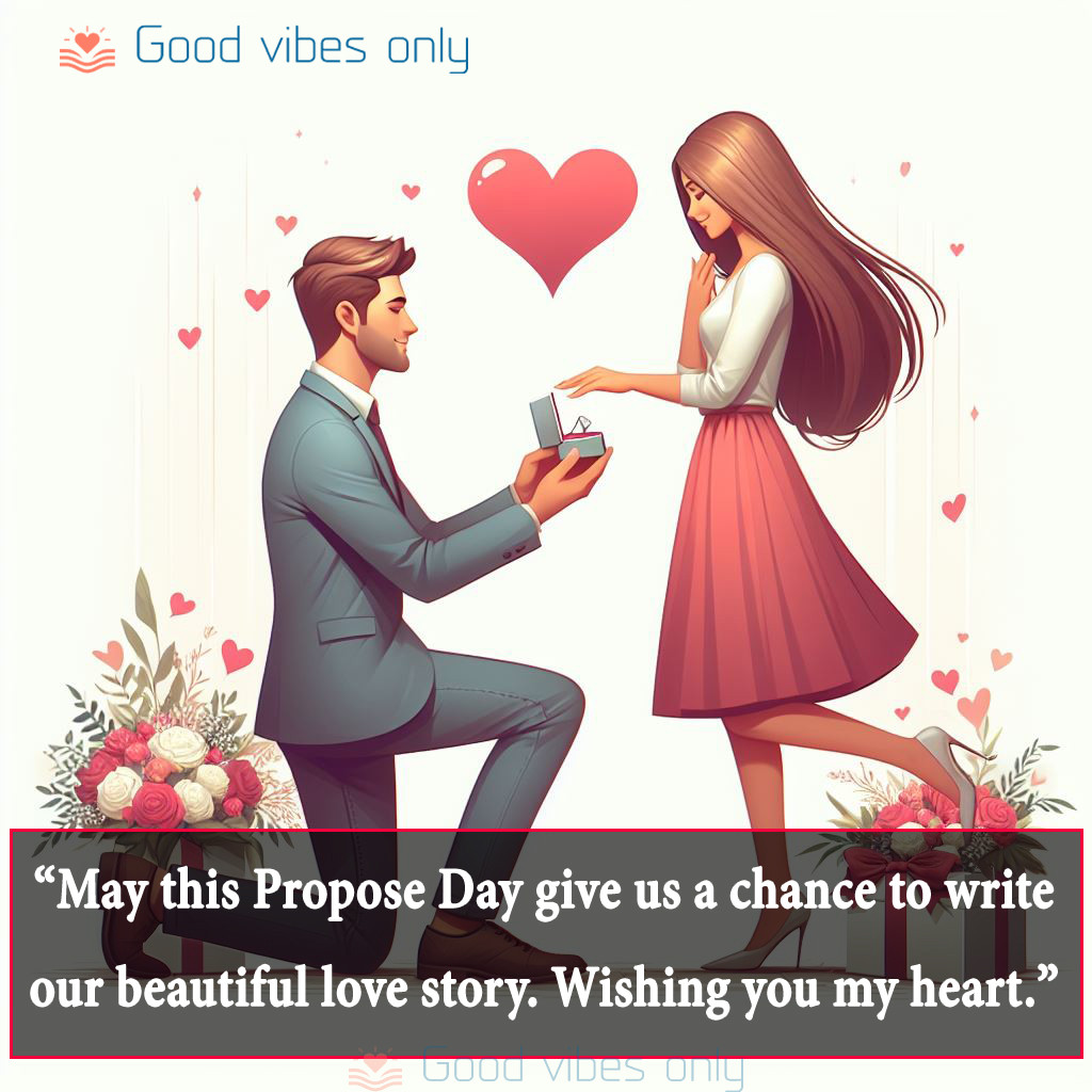 May this Propose Day give us a chance to write our beautiful love story. Wishing you my heart Good Vibes Only