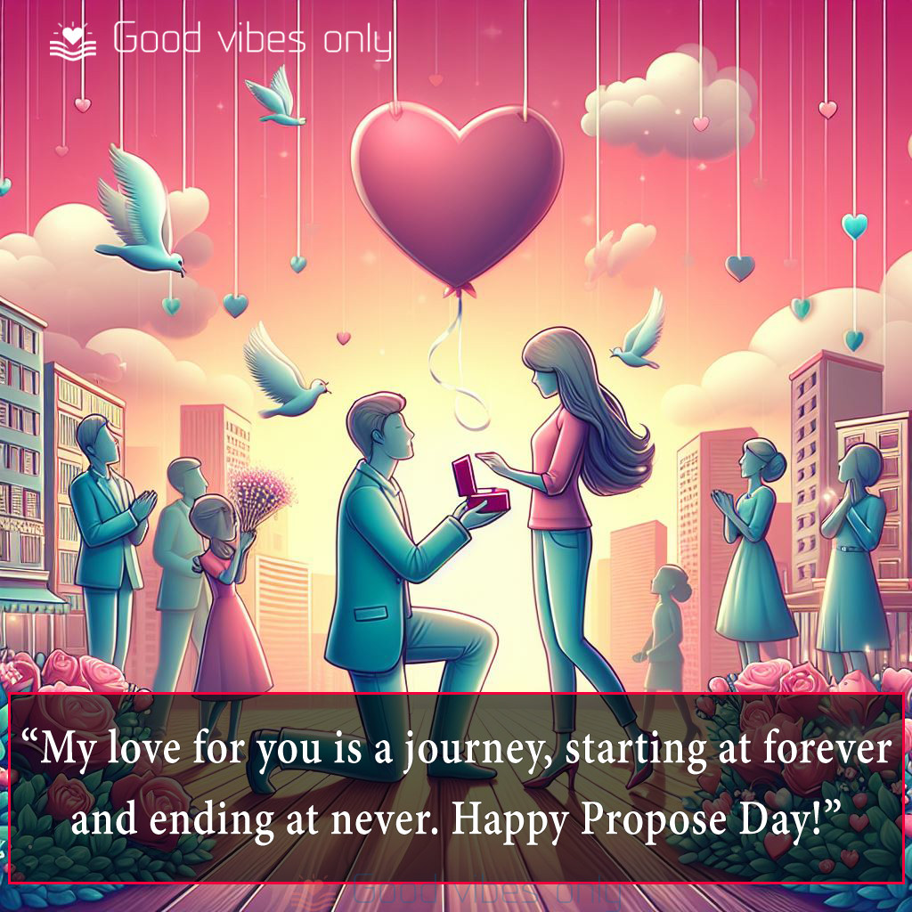 My love for you is a journey starting at forever and ending at never. Happy Propose Day Good Vibes Only