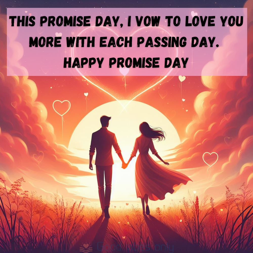 This Promise Day I vow to love you more with each passing day. Happy Promise Day Good Vibes Only