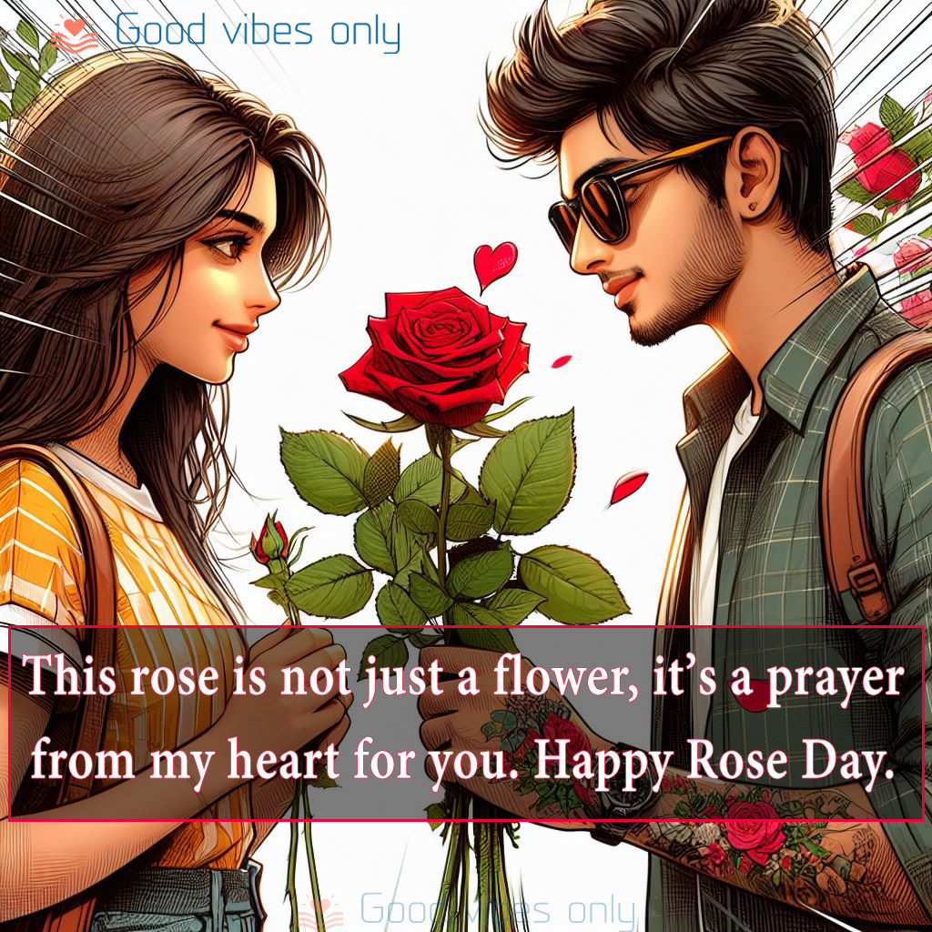 This rose is not just a flower its a prayer from my heart for you. Happy Rose Day Good Vibes Only