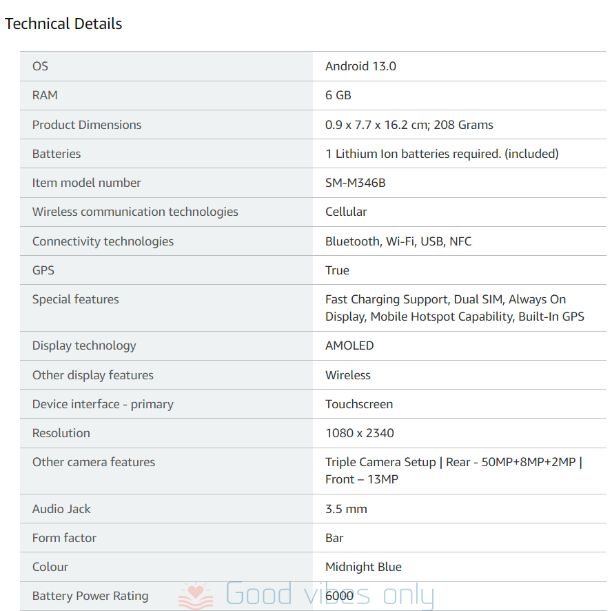 Samsung Galaxy M34 5G Good Vibes Only