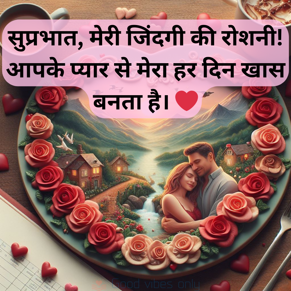 सुप्रभात मेरी जिंदगी की रोशनी आपके प्यार से मेरा हर दिन खास बनता है। ❤️ Good Vibes Only