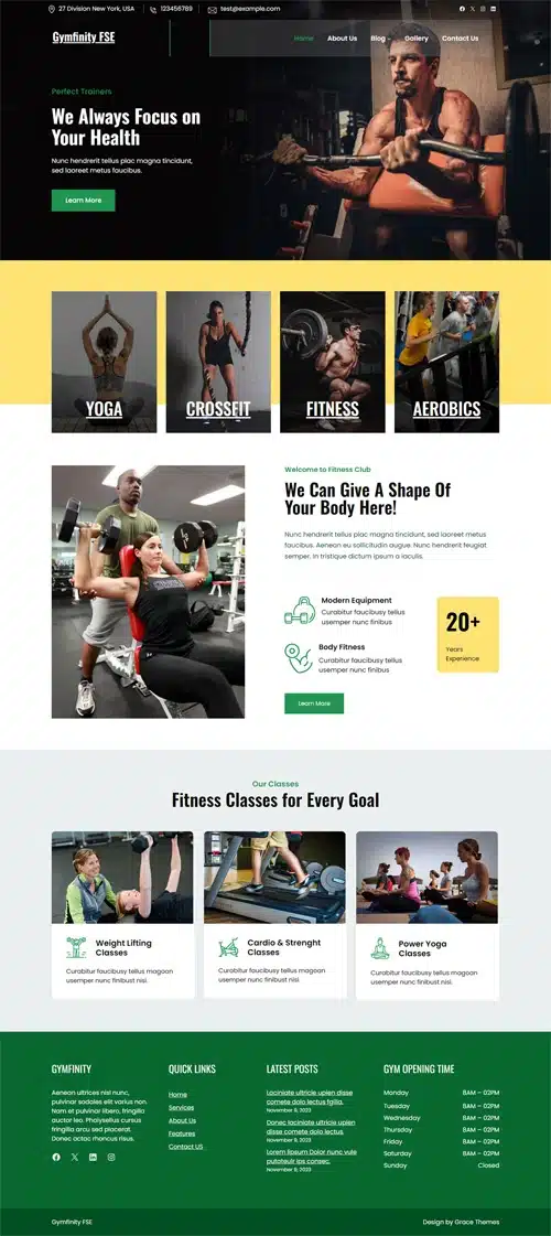 Gymfinity free fitness trainer wordpress theme Good Vibes Only